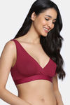 Zivame Double Layered Non Wired 3/4Th Coverage Bralette - Beet Red — thumbnail 3